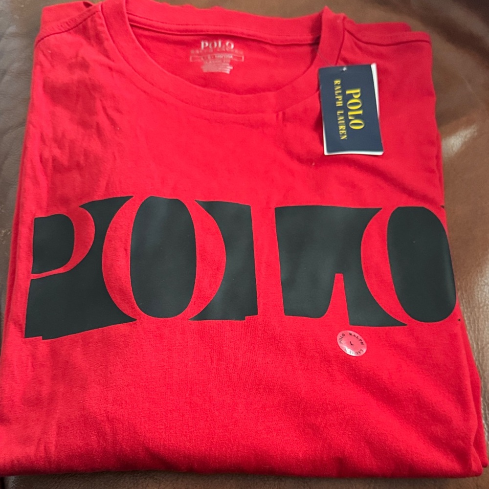 Polo by Ralph Lauren Red Crewneck Tee with Black POLO Graphic